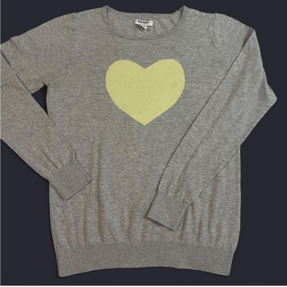 Old Navy Gray Sweater with Yellow Heart